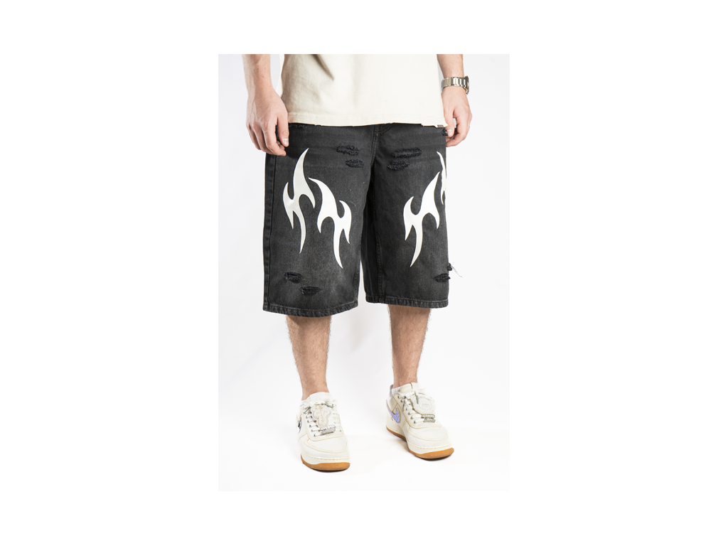 Custom Leather Tribal Shorts Black-Kalhoty-Custompantsprg-pikastore.cz