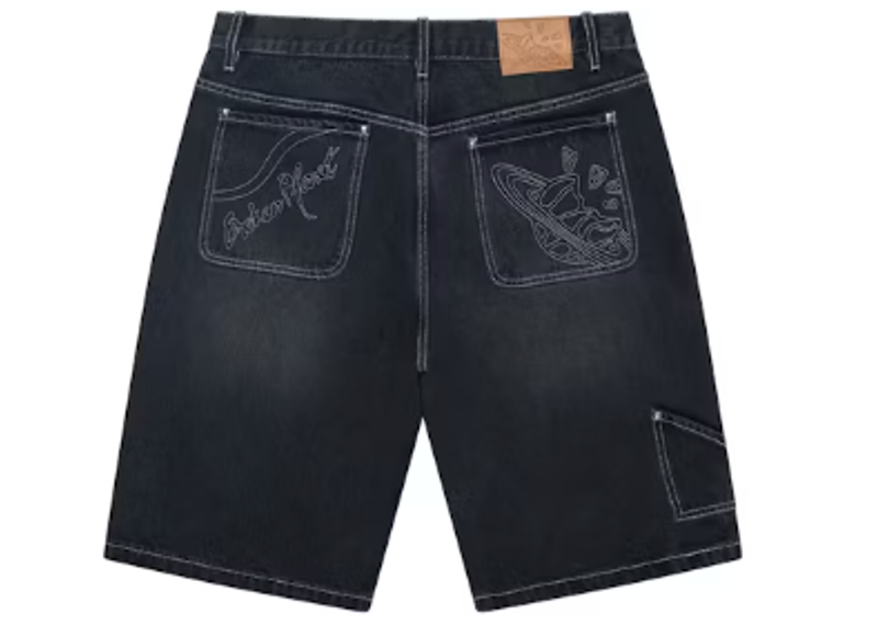 Broken Planet Denim Shorts Washed Black