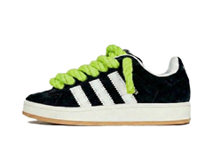 Adidas Campus 00s Black Rope Laces Lime Green