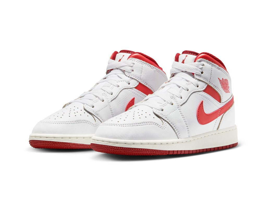 Nike Air Jordan 1 Mid SE GS White Dune Red-Air Jordan-pikastore.cz