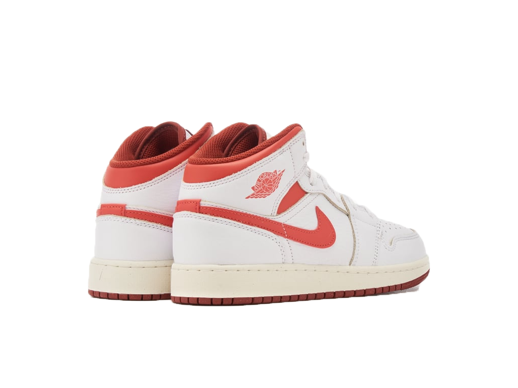 Nike Air Jordan 1 Mid SE GS White Dune Red-Air Jordan-pikastore.cz