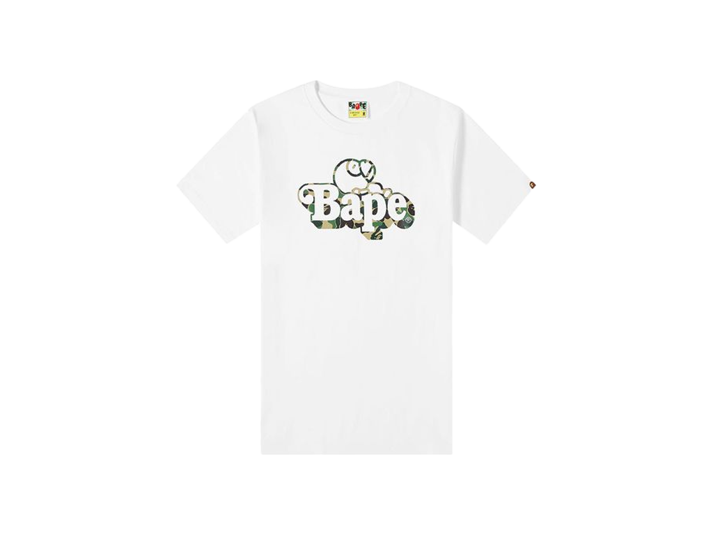 BAPE ABC Camo Milo on Tee White Green-BAPE-pikastore.cz