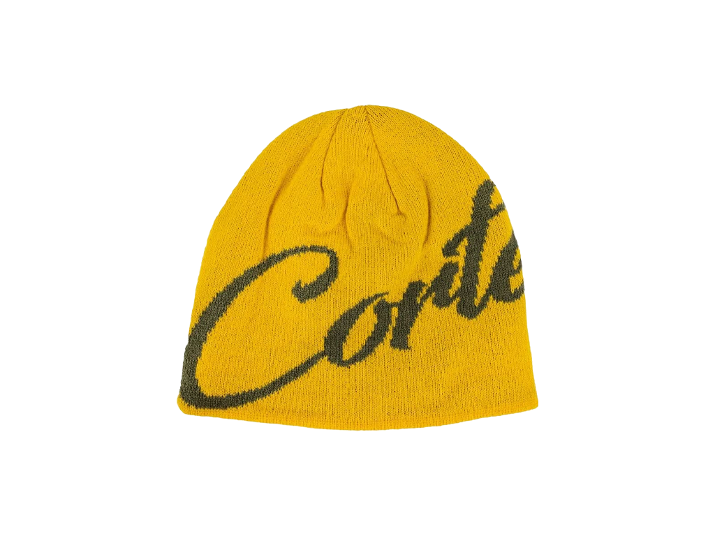 Corteiz OG Script Skully Beanie Yellow-Corteiz-pikastore.cz