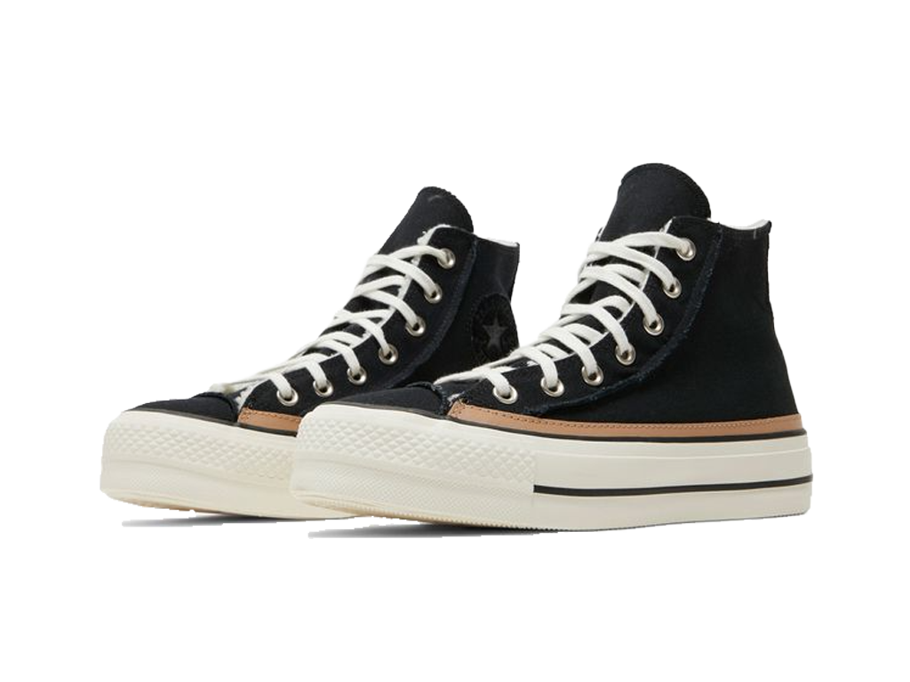 Converse Wmns Chuck Taylor All Star Raw Edge Platform High Black Champagne Tan-Converse-pikastore.cz