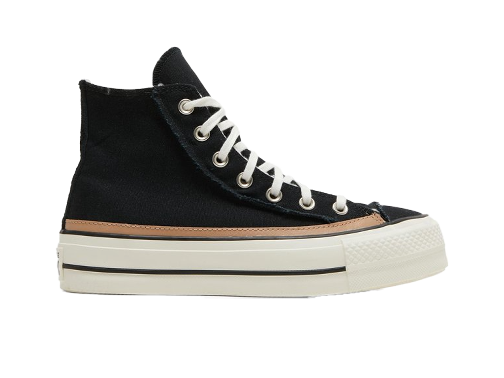 Converse Wmns Chuck Taylor All Star Raw Edge Platform High Black Champagne Tan-Converse-pikastore.cz