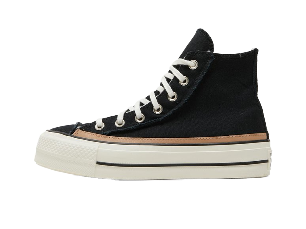 Converse Wmns Chuck Taylor All Star Raw Edge Platform High Black Champagne Tan-Converse-pikastore.cz