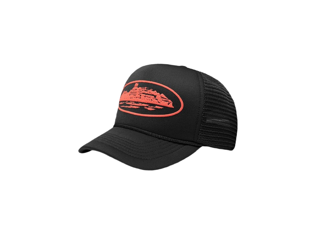 Corteiz Alcatraz Trucker Hat Black/Red-Corteiz-pikastore.cz
