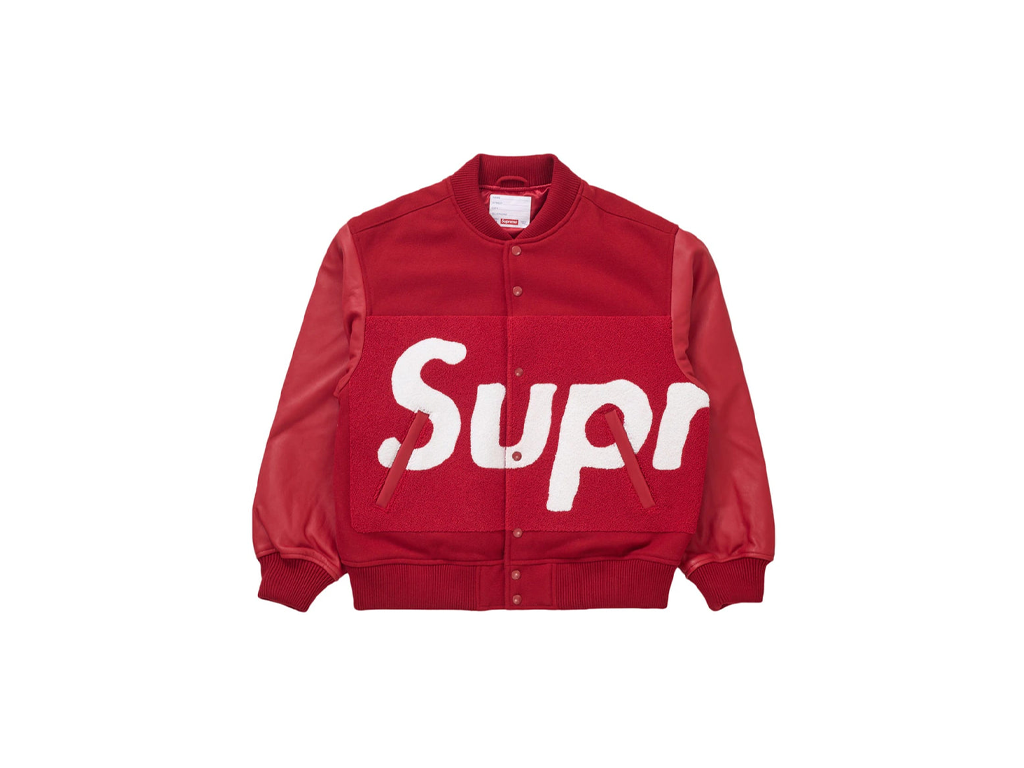 Supreme Big Logo Chenille Varsity Jacket Red