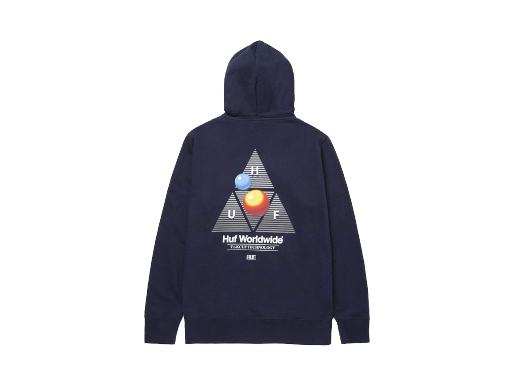 HUF Video Format Triple Triangle Hoodie Navy-HUF-pikastore.cz