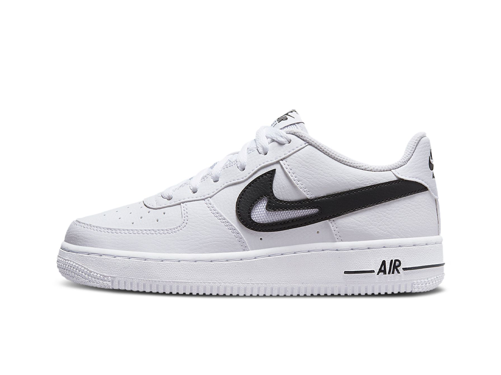 Nike Air Force 1 07 GS Cut Out Swoosh - White Black