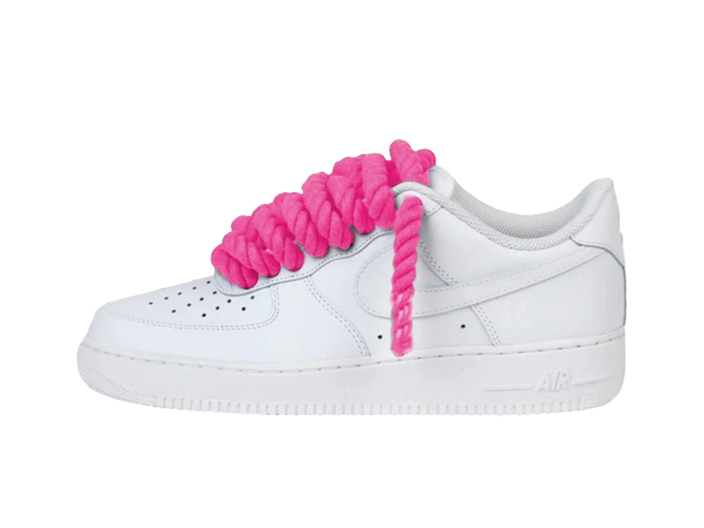 Nike Air Force 1 White Low 07 Rope Laces Bright Pink