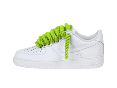 Nike Air Force 1 White Low 07 Rope Laces Lime Green