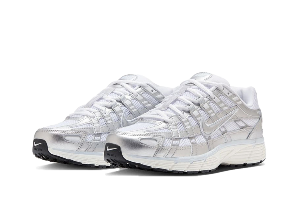 Nike P-6000 White Blue Tint Sail Metallic Silver (Womens)-Nike-pikastore.cz