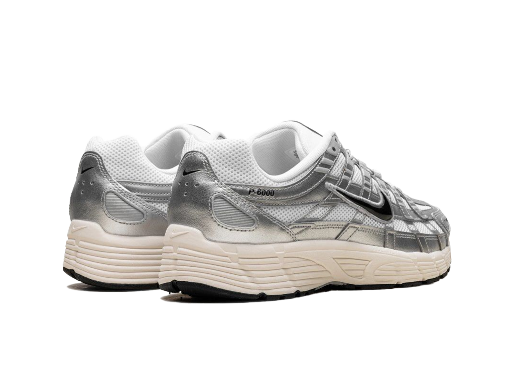 Nike P-6000 White Metallic Silver Flat Silver