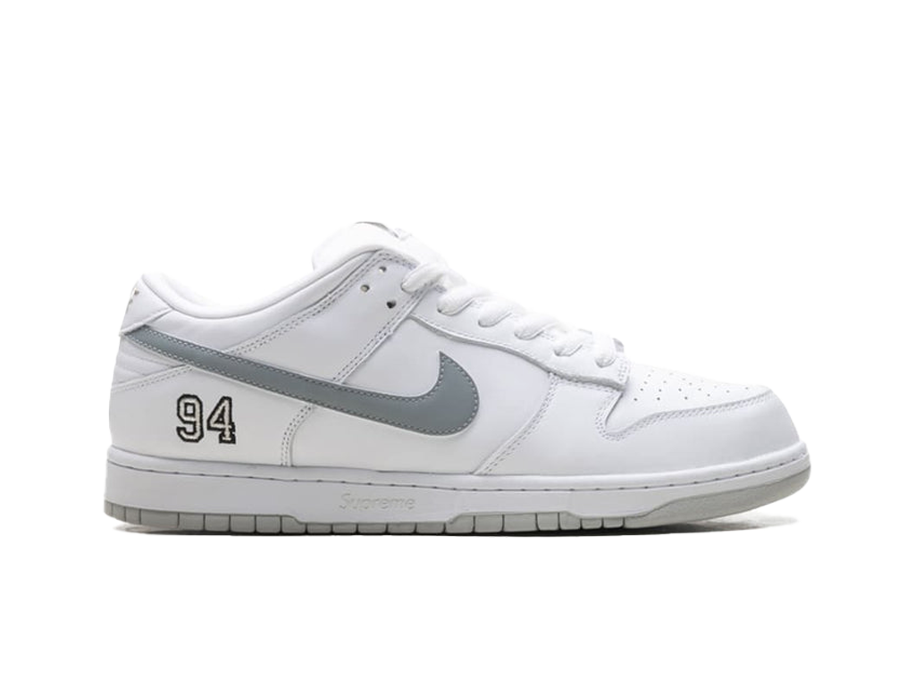 Nike Supreme x Dunk Low SB White Metallic Silver-Nike-pikastore.cz