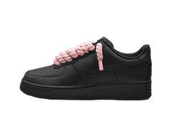 Nike Air Force 1 Black Low 07 Rope Laces Pink