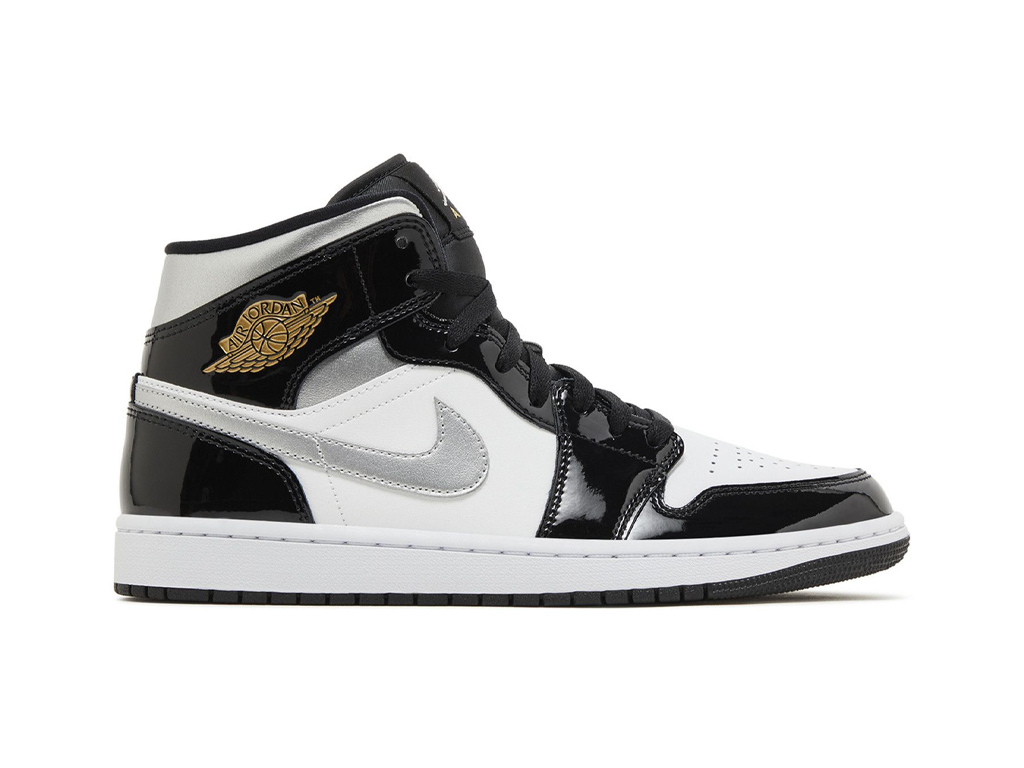 Nike Air Jordan 1 Mid SE Black White Metallic Silver-Air Jordan-pikastore.cz