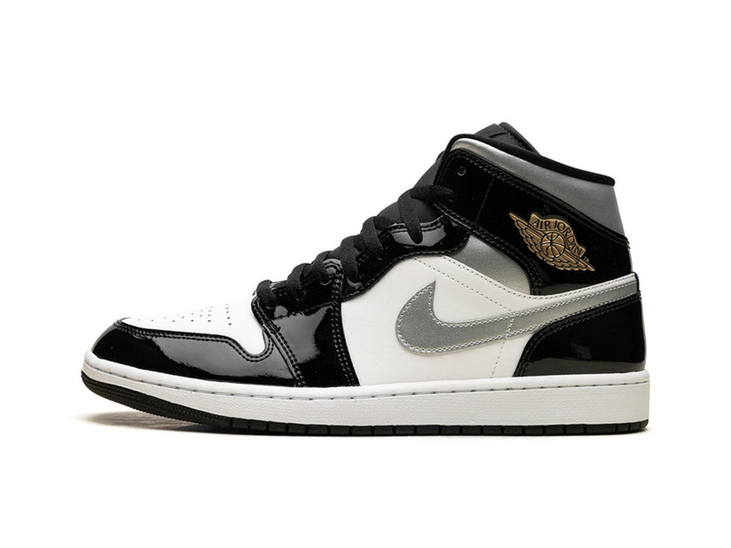 Nike Air Jordan 1 Mid SE Black White Metallic Silver-Air Jordan-pikastore.cz