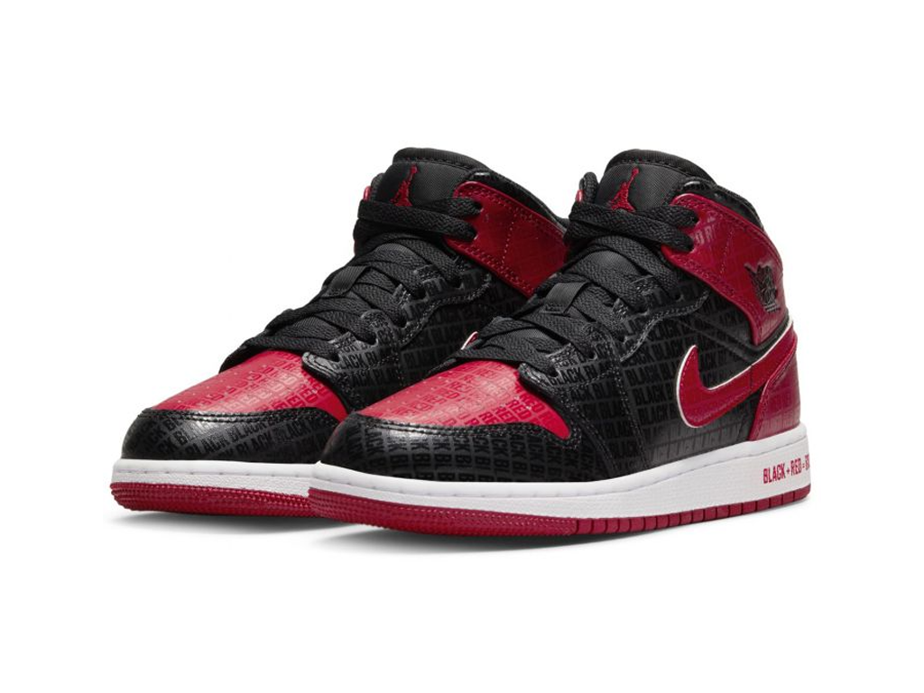 Nike Air Jordan 1 Mid SS GS Black + Red = Bred-Air Jordan-pikastore.cz