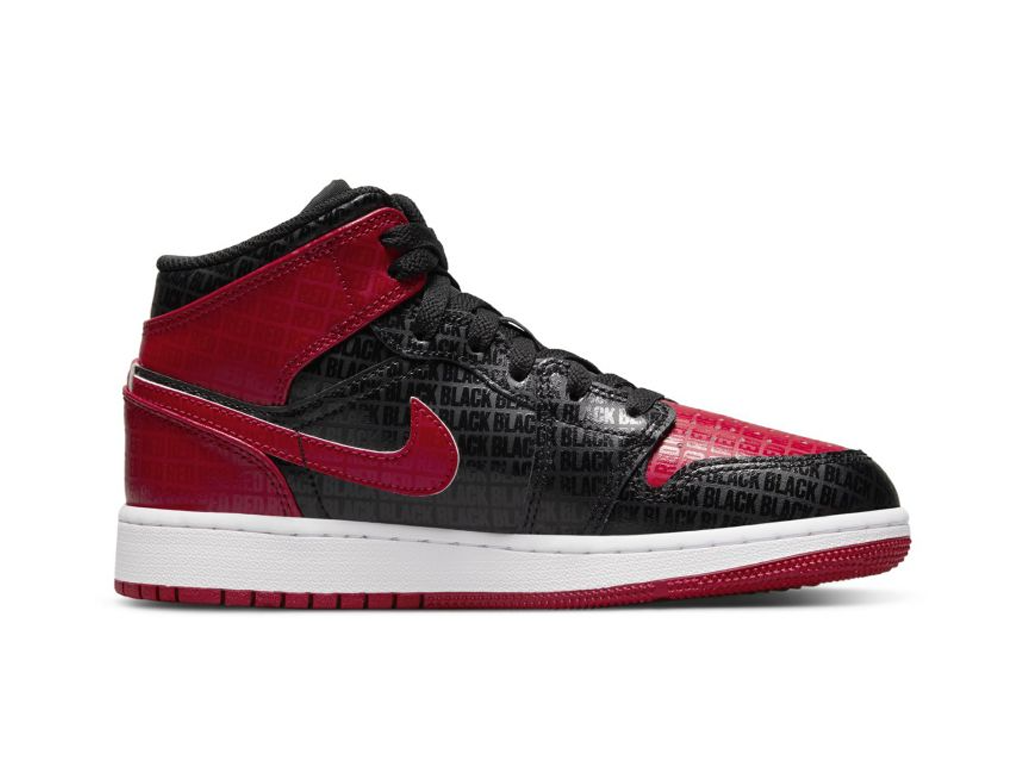 Nike Air Jordan 1 Mid SS GS Black + Red = Bred-Air Jordan-pikastore.cz