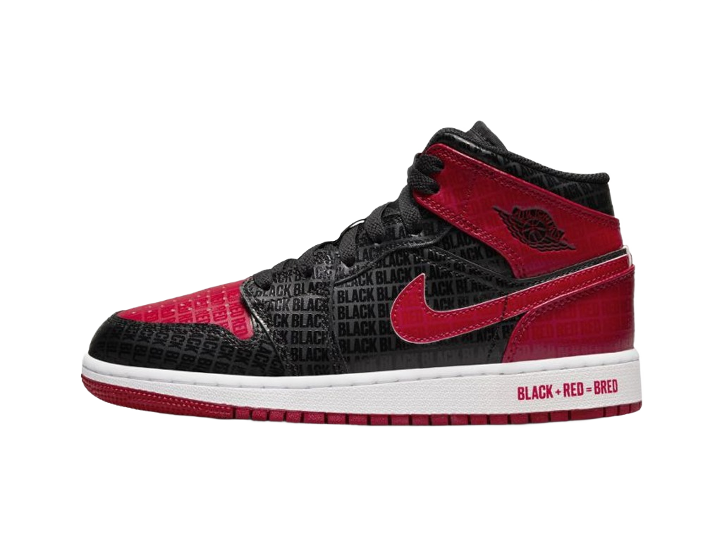 Nike Air Jordan 1 Mid SS GS Black + Red = Bred-Air Jordan-pikastore.cz