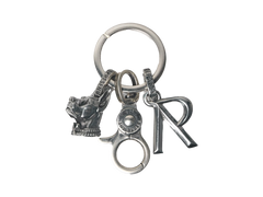 Represent Doberman Initial Key Chain Silver