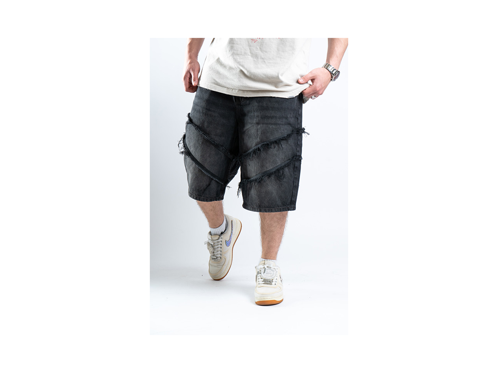 Custom Distressed Shorts Black-Kalhoty-Custompantsprg-pikastore.cz