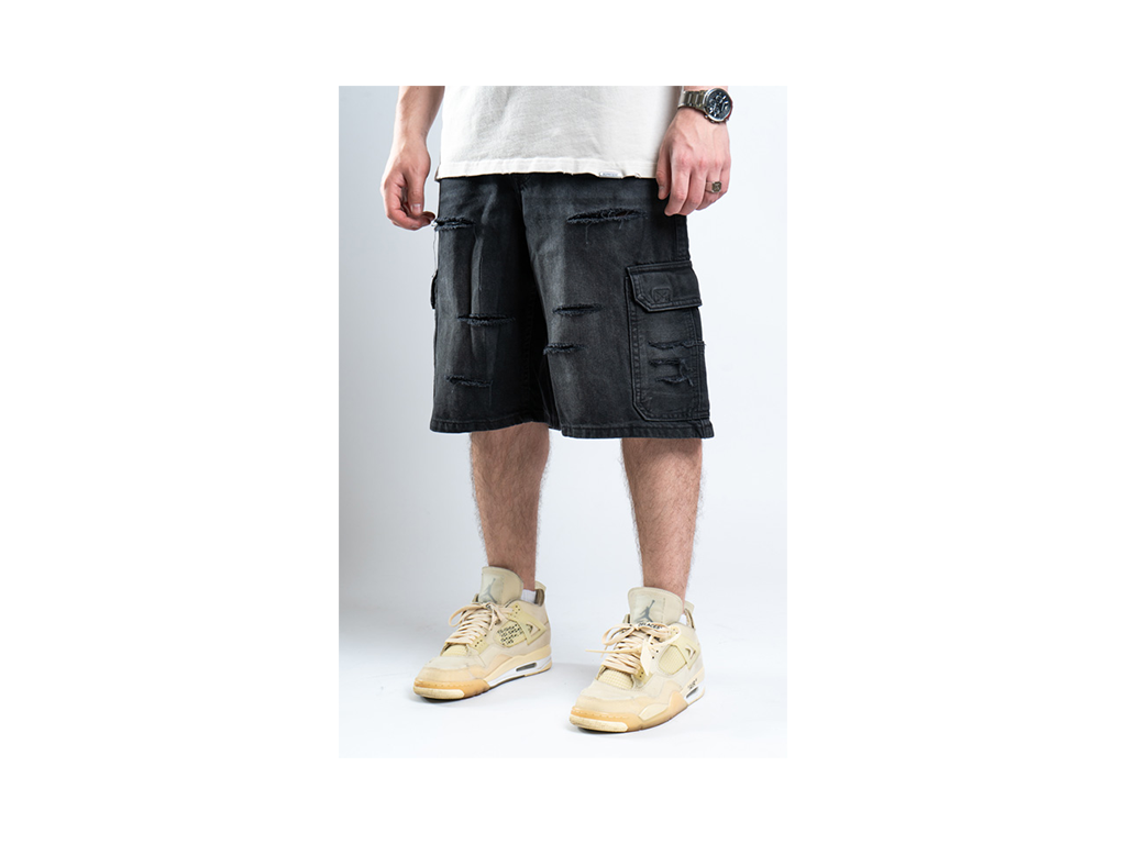 Custom Cargo Shorts Black-Kalhoty-Custompantsprg-pikastore.cz