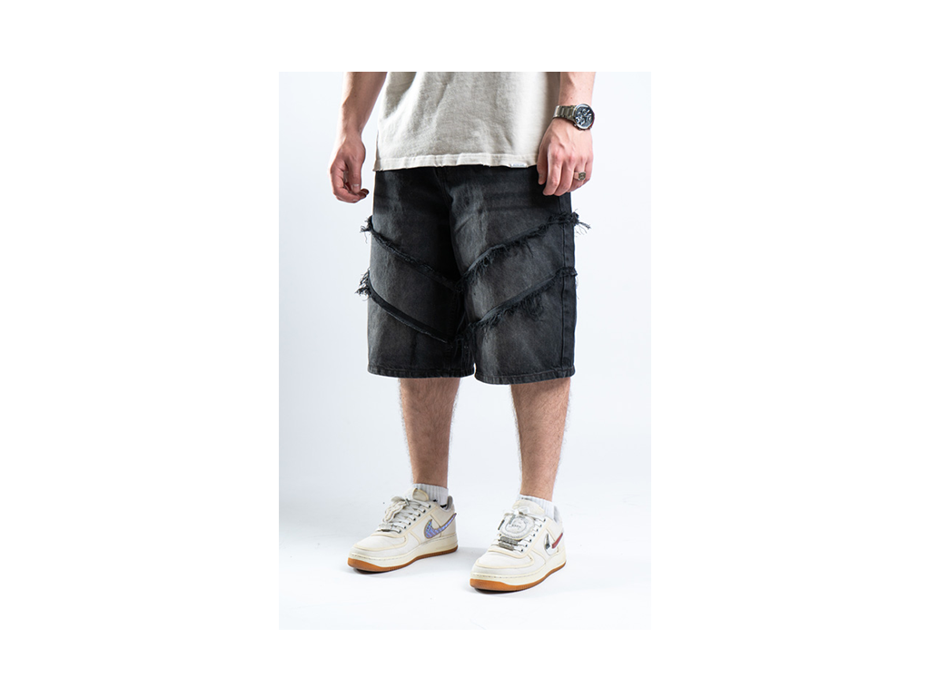 Custom Distressed Shorts Black-Kalhoty-Custompantsprg-pikastore.cz