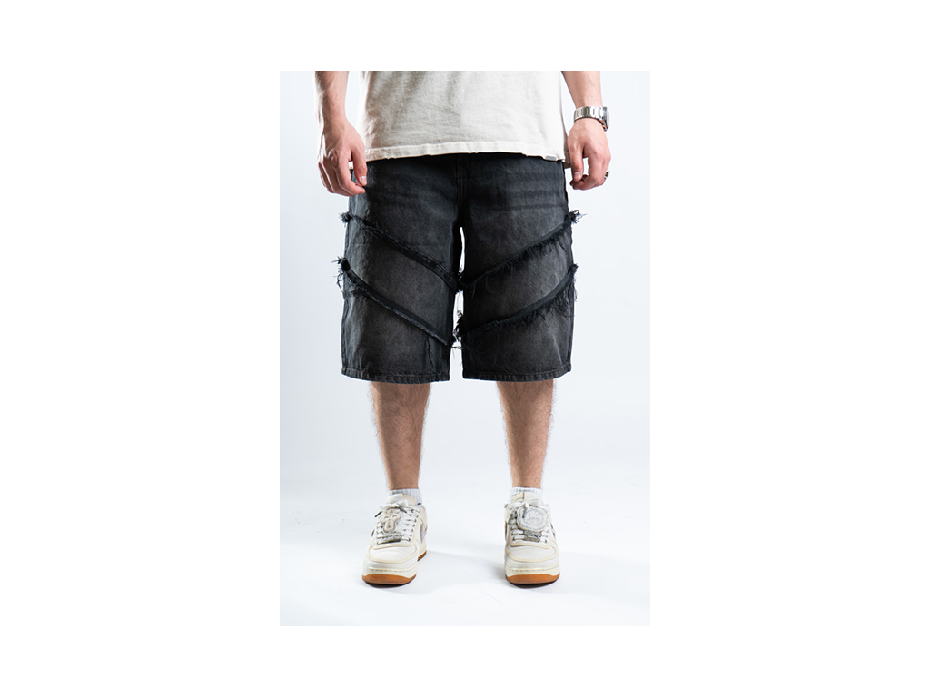 Custom Distressed Shorts Black-Kalhoty-Custompantsprg-pikastore.cz