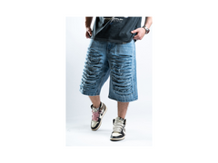 Custom Blue Distressed Shorts