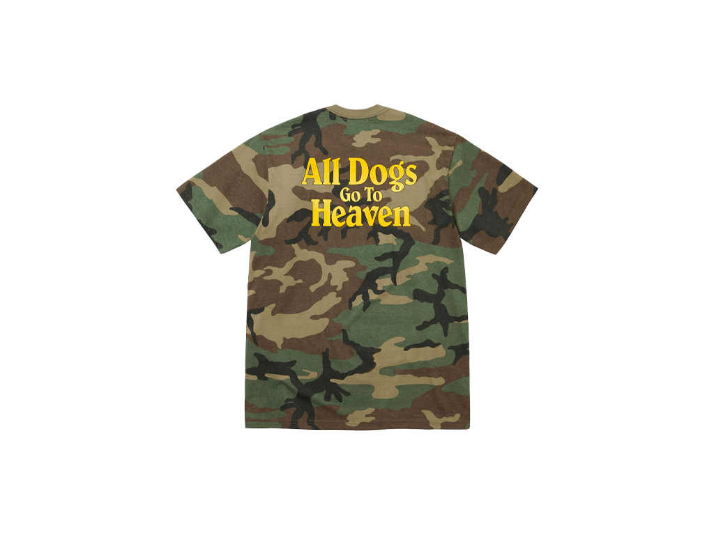 Supreme All Dogs Go To Heaven Tee Woodland Camo