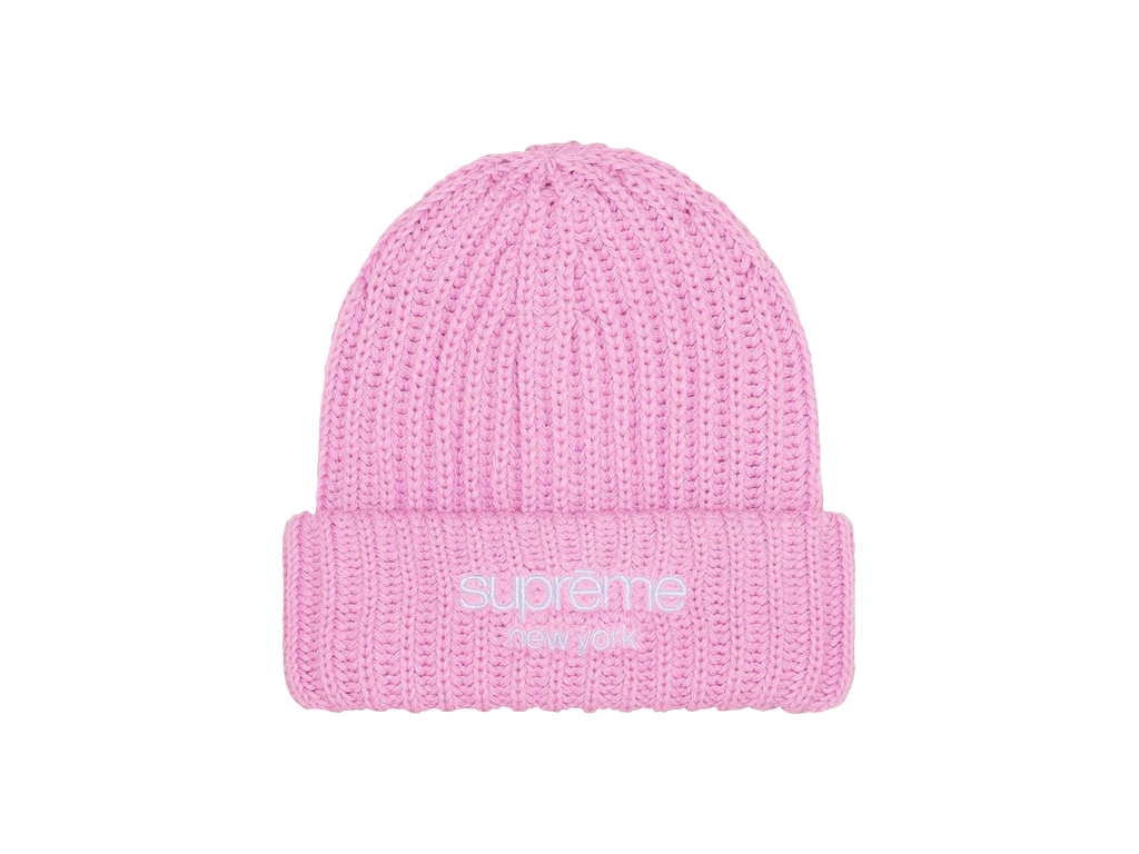 Supreme Chunky Rib Classic Logo Beanie Pink-Supreme-pikastore.cz