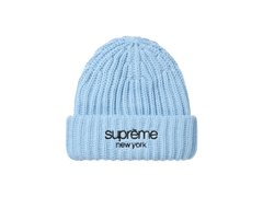 Supreme Classic Logo Chunky Ribbed Beanie (FW26) Light Blue