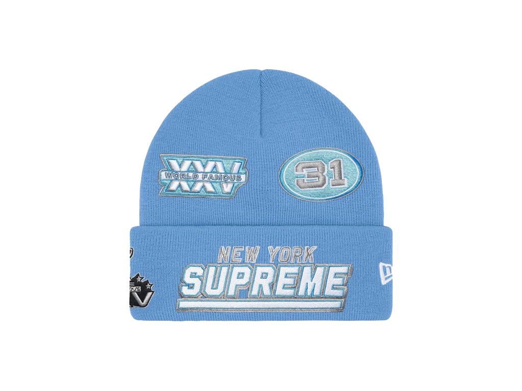Supreme New Era Football Beanie Light Blue