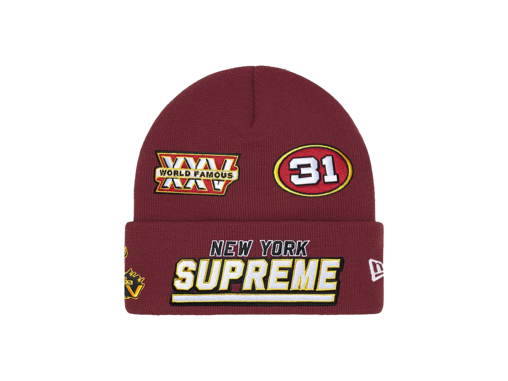 Supreme New Era Football Beanie Red