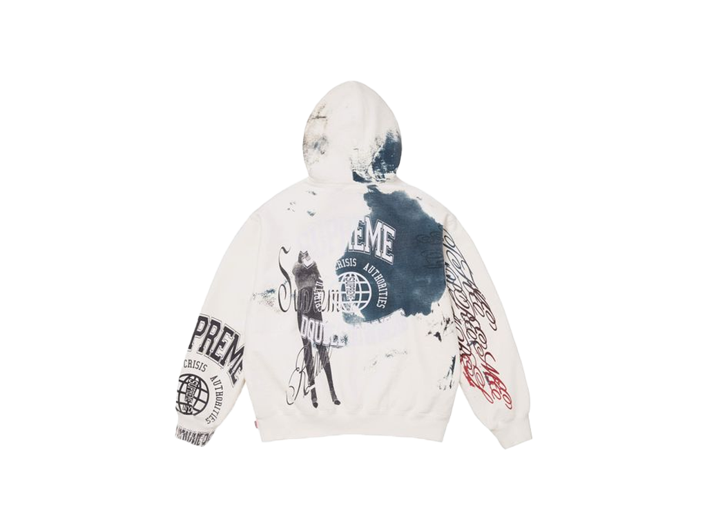 Supreme Overprint Hooded Sweatshirt White-Supreme-pikastore.cz