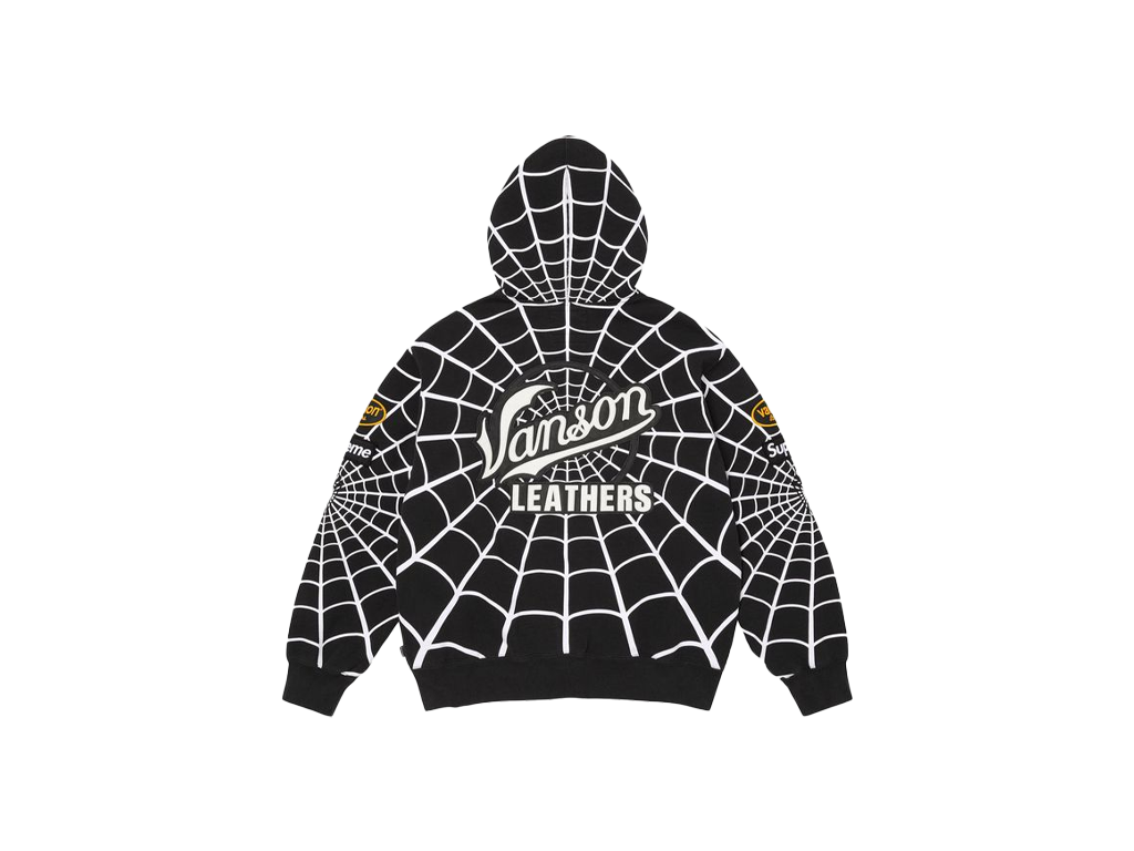 Supreme Vanson Leathers Spider-Man Zip Up Hooded Sweatshirt Black-Supreme-pikastore.cz