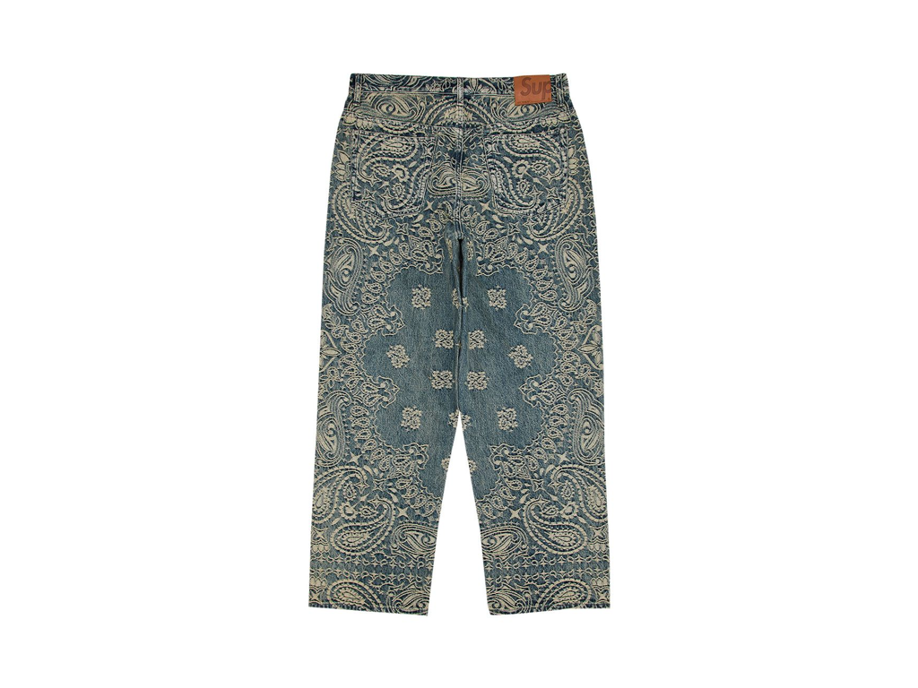 Supreme Bandana Jacquard Baggy Jean Blue-Supreme-pikastore.cz
