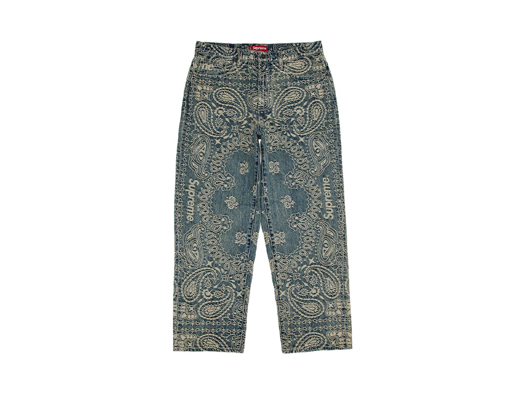 Supreme Bandana Jacquard Baggy Jean Blue-Supreme-pikastore.cz