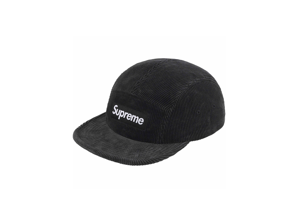 Supreme Corduroy Camp Cap (SS25) Black-Supreme-pikastore.cz