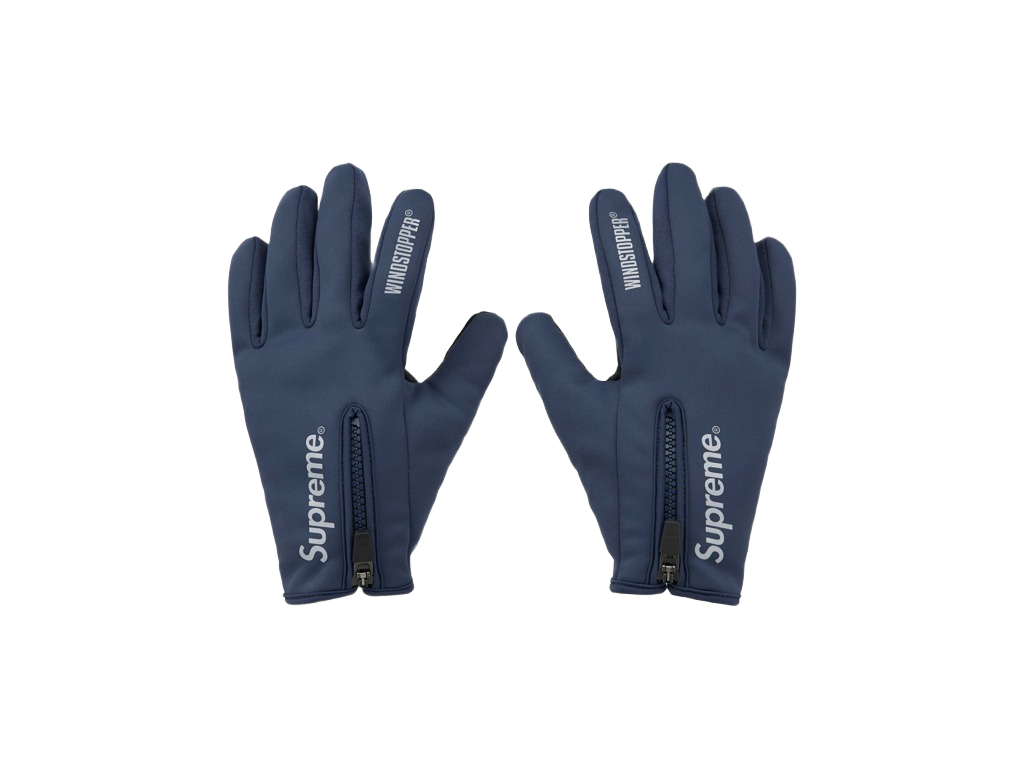 小物 Supreme Windstopper Zip Gloves Navy Supreme_WINDSTOPPER_Zip_Gloves