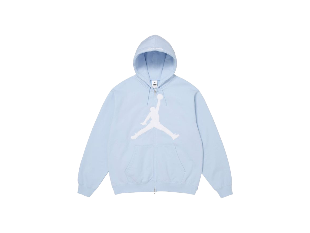 Supreme x Jordan Zip Up Hooded Sweatshirt Light Blue