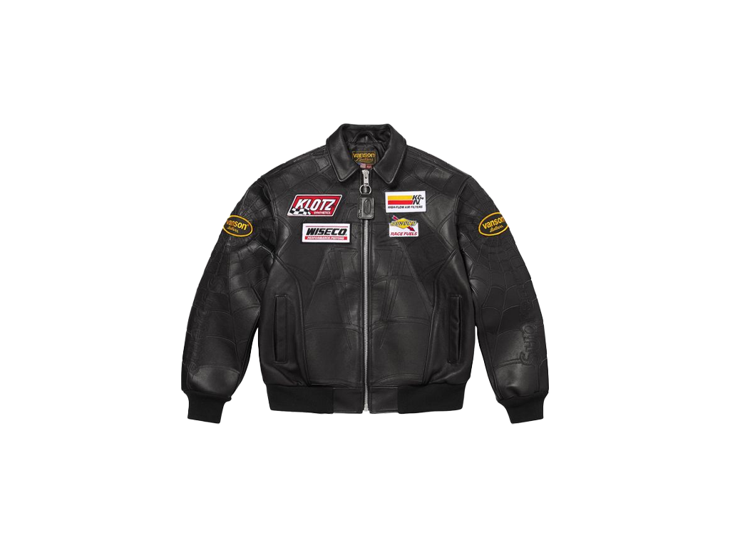 Supreme x Vanson Leathers Spider-Man Jacket Black-Supreme-pikastore.cz