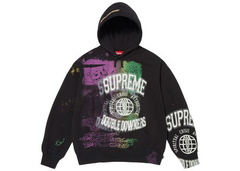 Supreme Overprint Hooded Sweatshirt Black