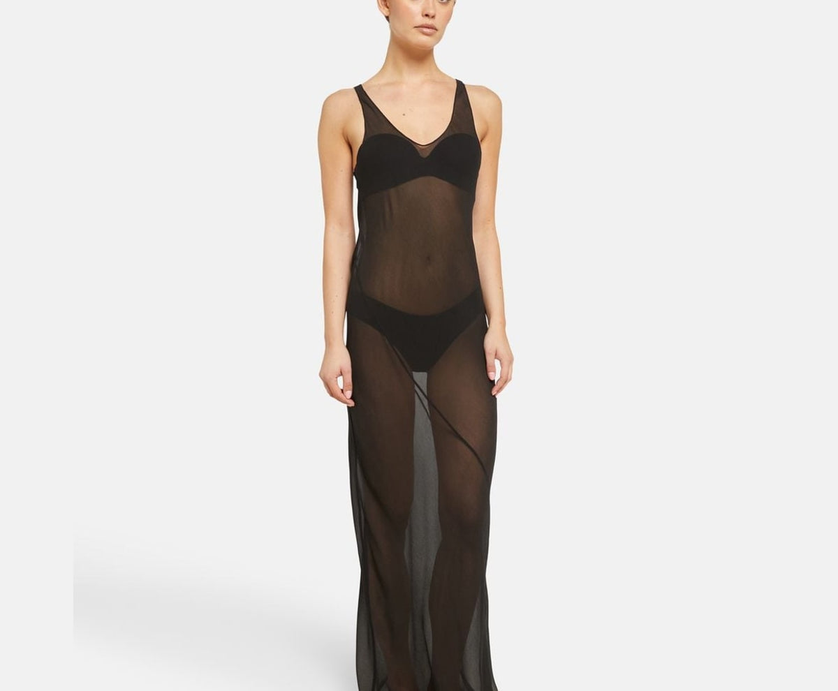 Calvin Klein Silk night gown Black – oblečení – fotka 4 z 4