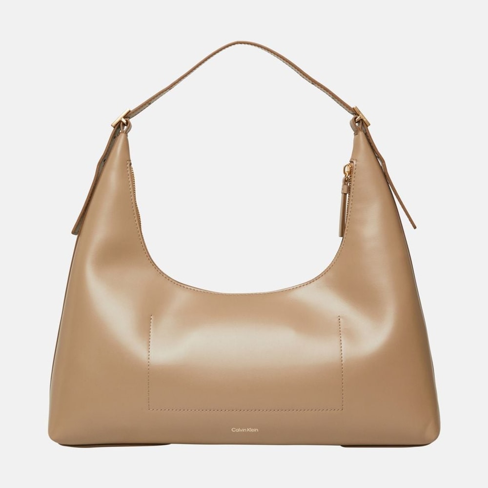 Calvin Klein Leather shoulder bag Emblem Taupe – Tasche – Foto 4 von 5