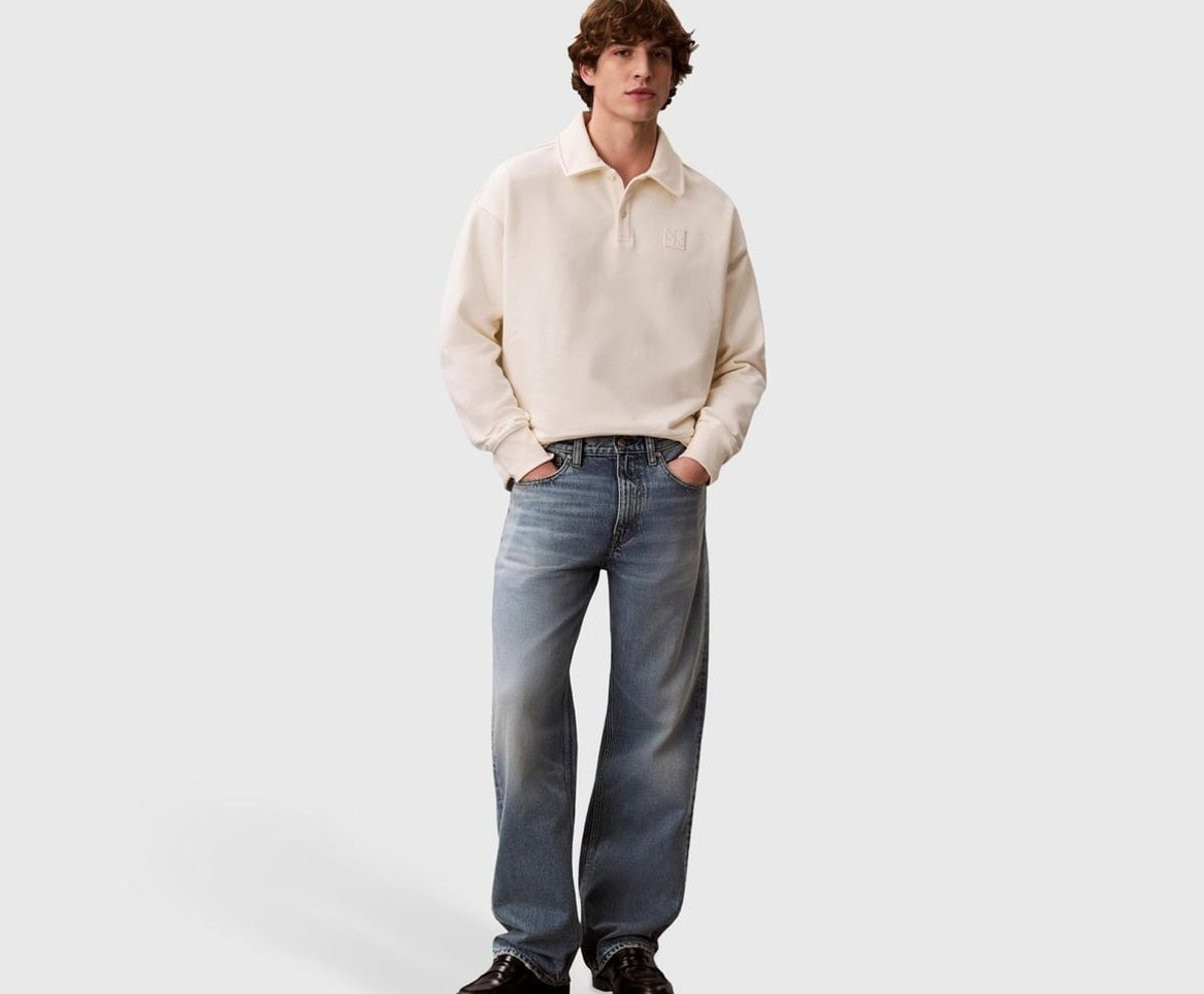 Calvin Klein Long-sleeved polo shirt Terry White – tričko – fotka 5 z 5