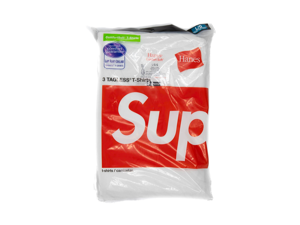 Supreme Hanes Tagless Tees (3 Pack) White-Supreme-pikastore.cz