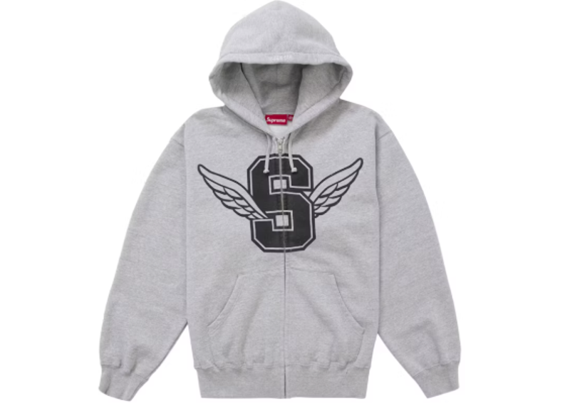 Supreme Wings Zip Up Hooded Sweatshirt Heather Grey-Supreme-pikastore.cz